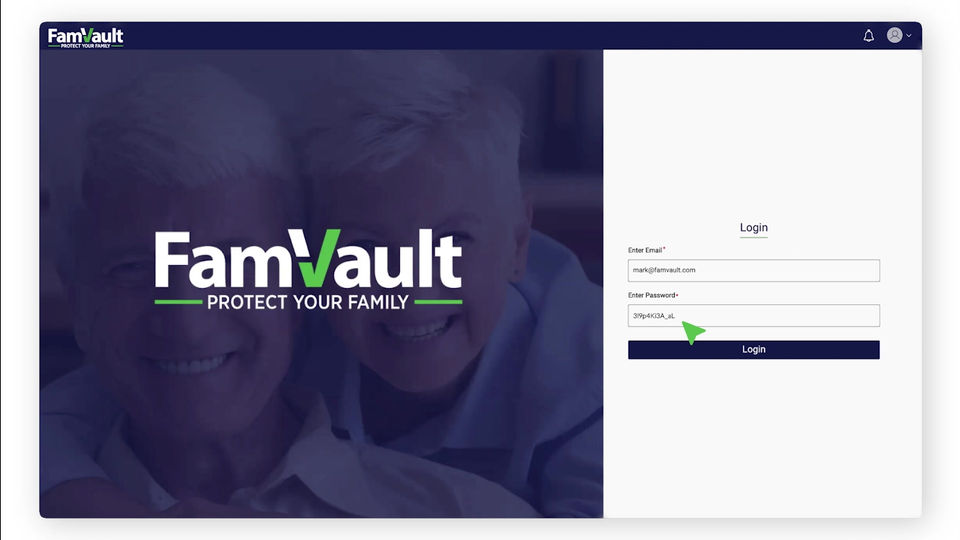 FamVault | Signing on for the first time and how to change a password